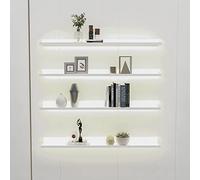 Mensole sospese a parete con luce calda a LED L 50/80100/120CM, mensole a emissione di luce da parete in ferro artistico, espositore illuminato in metallo for uso multi-gamma ( Color : White , Size :