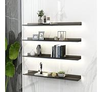 Mensole sospese a parete con luce calda a LED L 50/80100/120CM, mensole a emissione di luce da parete in ferro artistico, espositore illuminato in metallo for uso multi-gamma ( Color : Black , Size :