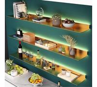 Mensole sospese, mensole a parete che emettono luce, scaffali sospesi, diverse combinazioni offrono diversi effetti visivi (colore: oro, grande