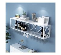 Mensole sospese, Portabottiglie for vino a parete Armadietto for vino Portabicchieri for vino rovesciato Portabottiglie for vino in ferro multifunzionale Portacalici sospeso semplice(White,120x25x40cm