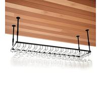 Mensole Sospese Soffitto Regolabile, Portabicchieri Sospeso Metallo, Porta Calici Sospesi Salvaspazio per Sala da Pranzo Home Bar/Cucina/Caffetteria (ferroso, 60x35x(30-60) cm)