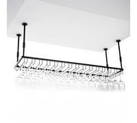 Mensole Sospese Soffitto Regolabile, Portabicchieri Sospeso Metallo, Porta Calici Sospesi Salvaspazio per Sala da Pranzo Home Bar/Cucina/Caffetteria (ferroso, 90x35x(30-60) cm)
