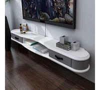 Mensole TV a parete, console TV flottante in legno a 2 livelli, arredamento moderno per la casa, console multimediale per decoder via cavo, top box B, 150 x 26 x 14 cm (59 x 10 x 6 pollici)