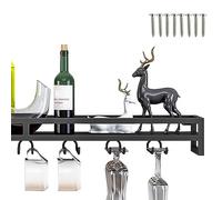 Mensole Vino da Muro, Mobili Portabottiglie può Contenere Calici da Vino, 60/80/100cm, Porta Bicchieri da Vino in Ferro, 3 Colori, Supporto Solido, Organizzatore da Cucina, Magazzino Aperto (Color :