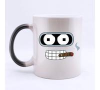 Mensuk Cool Smoking Bender Futurama Customized Personalized Coffee Mug Novel Gift Mugs Morphing Ceramic Cup Water Office Home Cups 11 OZ Two Sides