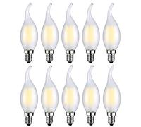 MENTA Lampadina LED E14 Luce Fredda 6500K 6W Equivalenti a 60W 600LM Lampadina Filamento LED 6W E14 Forma di Fiamma Candela Non dimmerabile Vetro - 10 Pezzi