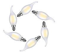 MENTA Lampadina LED E14 Luce Fredda 6500K 6W Equivalenti a 60W 600LM Lampadina Filamento LED 6W E14 Forma di Fiamma Candela Non dimmerabile Vetro - 6 Pezzi