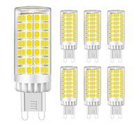 MENTA Lampadine LED G9 9W, Nessun Sfarfallio, Luce Bianca Fredda 6000K, 750lm, Equivalente 75W Lampada Alogena, Luce brillante, Risparmio Energetico, Non Dimmerabile, AC220-240V, Φ18*64mm, 6 pezzi