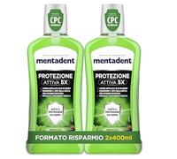 Mentadent Collutorio CPC, Azione Antibatterica, con CPC e Tecnologia di Protezione Attiva 5X, Igiene Profonda, Gusto Menta e Olio Essenziale di Pino 100% Naturale, Formato 2 x 400 ml
