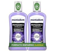 Mentadent Collutorio CPC, Azione Antiplacca, con CPC e Fluoro, Contro la Demineralizzazione dei Denti, Igiene Profonda, con Estratti di Eucalipto e Ribes Nero 100% Naturale, Formato 2 x 400 ml
