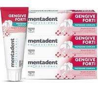Mentadent Dentifricio Gengive Forti Protezione Completa, Per Gengive Delicate, Aiuta a Proteggere da Infiammazioni e Sanguinamento, Igiene Orale Quotidiana, Cofanetto 3x75 ml con Pochette Omaggio