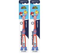 Mentadent Spazzolino Kids, Spazzolino Bambini 0-6 Anni, Setole Morbide con Punte Molto Sottili (0,01 mm), progettato per Denti da Latte, Testina Piccola e Arrotondata e Ventose alla base