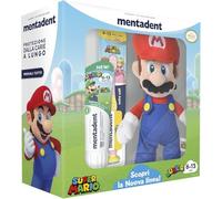 Mentadent, Super Mario Junior, Kit Plush, Spazzolino e Dentifricio Bambini 6-13 Anni, Personaggio a Sorpresa, Dentifricio Bambini Gusto Menta Delicata, Spazzolino Bambini, Ideale per Denti dei Ragazzi