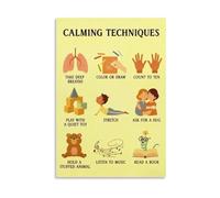 Mental Health Awareness Posters, Boho Calming Corner Wall Art, Educational Decor for Therapy Office, Classroom, Homeschool Mindfulness Activities(Unframed,12x18inch(30x45cm))