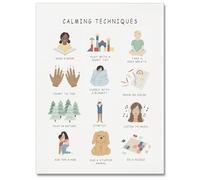 Mental Health Awareness Posters, Boho Emotions Chart for Calm Down Corner, Kids Feelings Canvas Wall Art School Counseling Office Decor(Unframed,08x12inch(20x30cm))