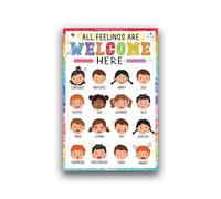 Mental Health & Feelings Poster for Kids - “Welcome Your Emotions” Affirmation, Calming Down Corner Decor, School Counselor Office (Framed,08x12inch(20x30cm))