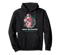 Mental Health Matters End The Stigma Cervello Floreale Felpa con Cappuccio