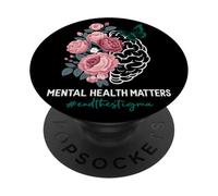 Mental Health Matters End The Stigma Cervello Floreale PopSockets PopGrip Adesivo