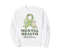 Mental Health Matters - Nastro Verde consapevolezza Floreale Felpa