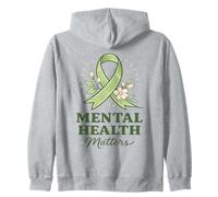 Mental Health Matters - Nastro Verde consapevolezza Floreale Felpa con Cappuccio