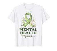 Mental Health Matters - Nastro Verde consapevolezza Floreale Maglietta