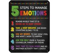 Mental Health Office Decor 5 Steps To Manage Emotions Metal Tin Sign School Counselor Classroom Wall 8 X 12 in