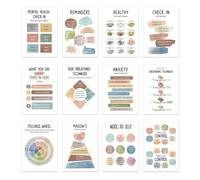 Mental Health Posters | 12X Emotional Regulation Supplies - Calm Corner Items, Calming Corner Items Kids, Calm Emotion Charts For Social