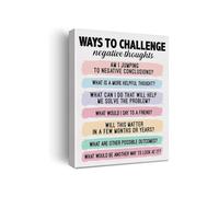 Mental Health Wall Art Canvas Painting Challenging Negative Thoughts Cognitive Behavioral Therapy Print for Therapy Office Counselor Psychologist Decor(Unframed,16x24inch(40x60cm))