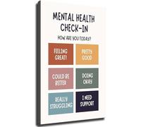 Mental Wellness Awareness Poster Self Care Reflection Questions for Supportive Room Decor(Framed,08x12inch(20x30cm))