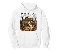 Mentalmente I Am Here Ghost Camping Halloween Campfire Felpa con Cappuccio