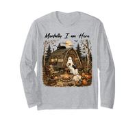 Mentalmente I Am Here Ghost Camping Halloween Campfire Maglia a Manica