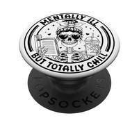 mentalmente malato ma totalmente freddo Divertente Skull Coffee Skeleton PopSockets PopGrip Adesivo