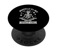 Mentalmente malato ma totalmente freddo divertente yoga scheletro strega PopSockets PopGrip Adesivo