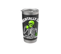 Mentalmente malato ma totalmente freddo scheletro amante del caffè Bicchiere termico in acciaio inox doppia parete
