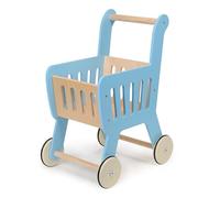 Mentari Giocattoli - Carrello della spesa - Carrello della spesa in legno con doghe laterali e ruote rifilate in gomma, giocattolo per la spesa al mercato - Incoraggia le abilità motorie