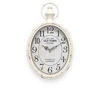 Menterry European Retro Oval Wall Clock, Antique Old-Fashioned Design, Vintage Style, Battery Operated Silent Decor Wall Clocks for Kitchen, Bedroom, Farmhouse, Office (Oval White)