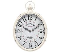 Menterry Oval Retro Wall Clock, Old-Fashioned Antique Design, Rustic Vintage Style, Battery Operated Silent Decor Wall Clocks for Farmhouse, Kitchen, Office (White Oval)