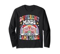 Menti Differenti Stessa Magia Retro Natale Neurodiversità Maglia a Manica