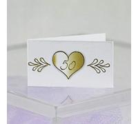 Mentor Interactive 20 BIGLIETTINI BOMBONIERA 50 Anni con Cuore E Freccia Color Oro