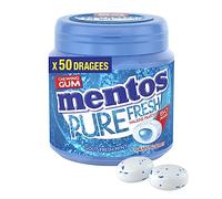 MENTOS Gum - Gomma da masticare MENTOS Pures Fresh, profumo di menta, senza zucchero, dura a lungo, alito fresco, scatola da 50 confetti da 100 g