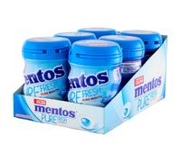 Mentos Pure Fresh Freshmint, Chewing Gum, Gusto Freshmint, 6 Barattoli di Gomme da Masticare, Senza Zucchero, Senza Glutine, con Xlitolo, Alito Puro, Freschezza Intensa, da portare Sempre con Se