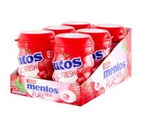 Mentos Pure Fresh Strawberry, Chewing Gum, Gusto Fragola per un'esplosione Fruttata, 6 Barattoli di Gomme da Masticare, Senza Zucchero, Senza Glutine, con Xlitolo, da portare Sempre con Se