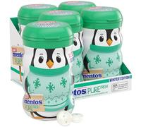 Mentos Pure Fresh Winter Edition - Gomma da masticare senza zucchero, con xilitolo, menta verde, vacanze, pinguino, bottiglia da 50 pezzi (confezione da 4)