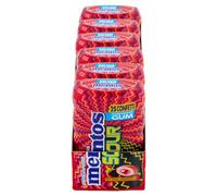 Mentos Sour Strawberry, Chewing Gum, GustoFragola, Senza Zucchero, Confezione da 6 Barattoli di Gomme da Masticare, con Effetto Sour