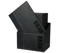 SECURIT - Set da 20 Porta Menu A4 Box Inclusa Linea Trendy - Per Caffè, Ristoranti, Bar - Similpelle - Colore Nero