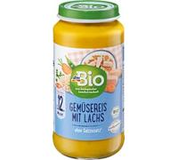 Menù Riso alle verdure con salmone dal dodicesimo mese, 250 g - Marchio DM Germania - Compatibile con dmbio - Menü Gemüsereis mit Lachs ab dem 12. Monat, 250 g