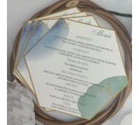 Menù segnaposto Esagonale Personalizzabile con grafica e testi per eventi: Battesimo, Comunione, Cresima, Promessa, Matrimonio, Laurea, Compleanni e altre ricorrenze -Set da 10 pz