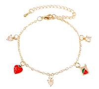 MenYiYDS 1 PCS Simpatico Braccialetto alla Fragola in Lega, Braccialetto con zirconi a Cuore Dolce per Ragazze, Piccoli Gioielli, Regalo di Gioielli, Forniture per Feste
