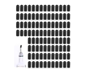 MenYiYDS 100 PCS Tappi Antipolvere per Beccucci Versatori, Coperture in Gomma Morbida Nera per Bottiglie di Liquore e Olio, Tappi Protettivi Flessibili per Beccucci, Accessori per Bar e Dispenser