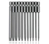 MenYiYDS 11 Pezzi Inserti per Cacciavite Set, 100 mm Inserti Lunghi per Avvitatore, Set di Punte per Cacciavite Elettrico, T6 T7 T8 T9 T10 T15 T20 T25 T27 T30 T40, Attacco Esagonale da 1/4"